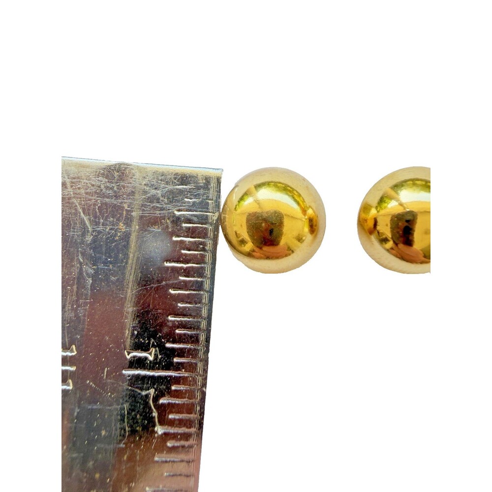 Vintage Gold Tone Dome Stud Earrings Minimalist Classic Button - Picture 5 of 5